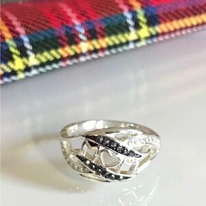 Elegant Silver and Black Mom Ring